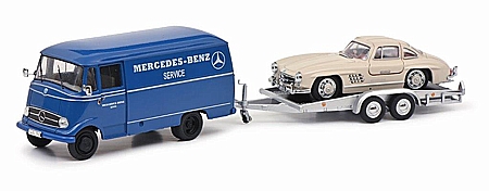 Modell Mercedes-Benz L319 mit Hänger + 300SL